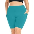 thumbnail image 2 of AnuYalue Plus Size Biker Shorts with Pockets for Women-High Waisted 8" Yoga Pants Workout Shorts Gym Running Athletic Shorts Mint Green XL, 2 of 7