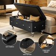 thumbnail image 6 of Recaceik Ottoman with Storage, Storage Ottoman Bench for Bedroom, Leather Bench with Storage, Upholstered End of Bed Storage Bench for Bedroom, Living Room, Entryway, Window, Black, 6 of 14