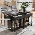thumbnail image 5 of Rolling Kitchen Island Cabinet with Drawers & Drop Leaf, Storage Cart on Wheels with Arched Glass Doors, Power Outlet & Spice Rack, 5 of 12