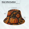 thumbnail image 3 of KLL Autumn Pumpkin Leaves Bucket Hat for Women Men Packable Travel Beach Sun Hat Outdoor Rave Accessories Reflective Fisherman Cap, 3 of 7