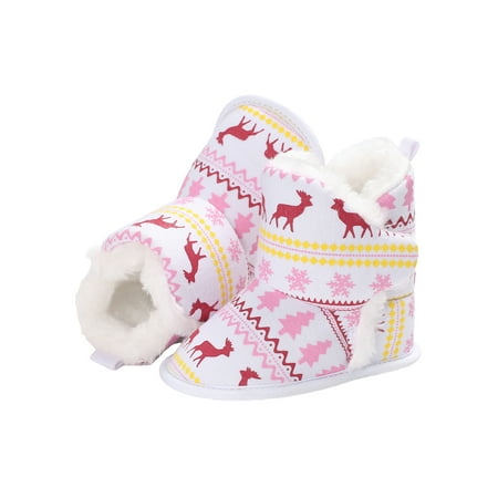 

Winter Newborn Baby Boots Girls Boys Lovely Bow Hair Ball First Walkers Shoes Soft Sole Fur Snow Warm Booties