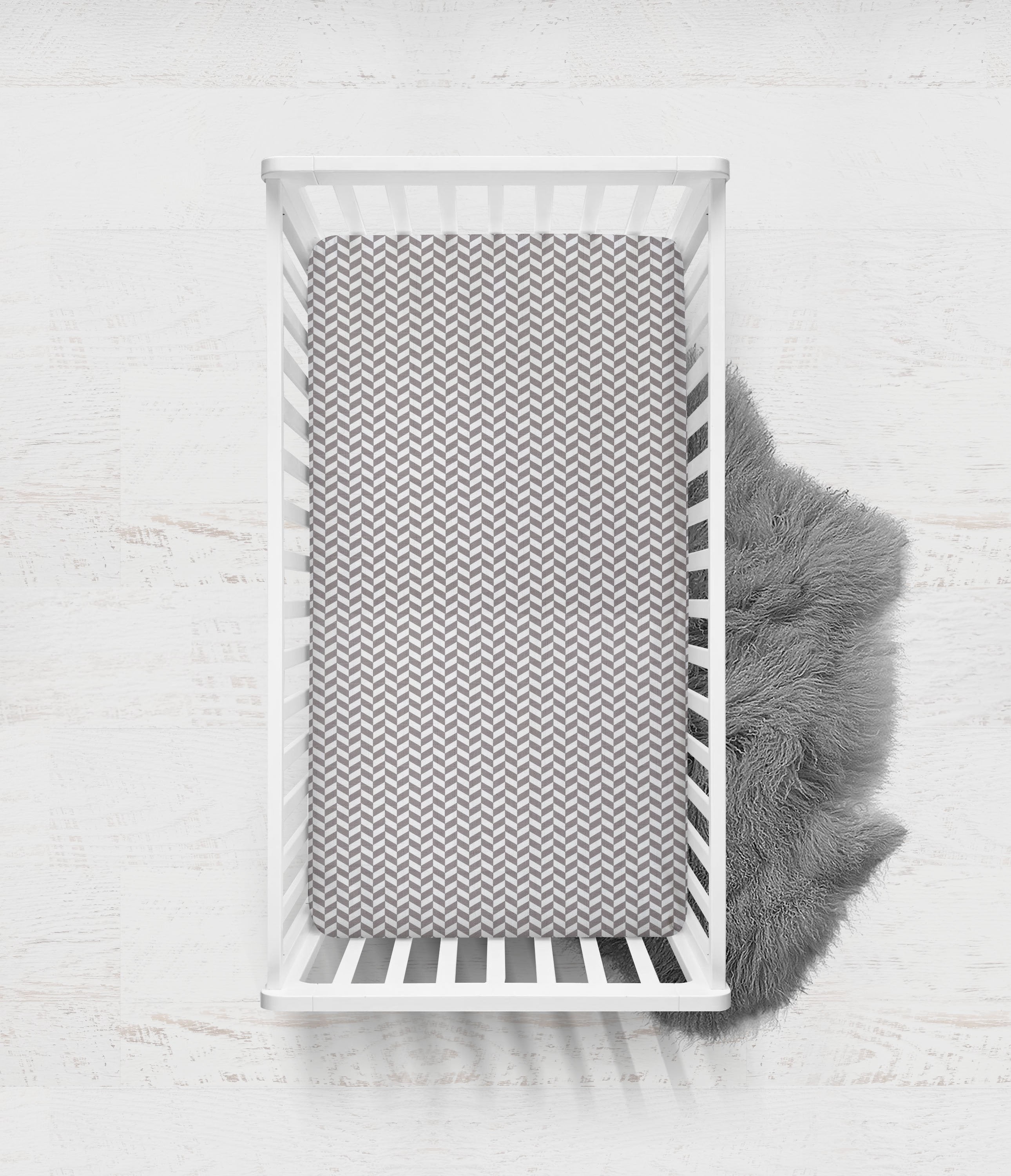 Herringbone Houndstooth Grey Muslin Crib or Toddler Bed Fitted Sheet Cotton Muslin