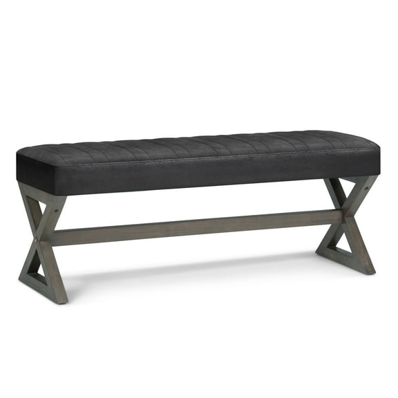 Simpli Home Salinger Ottoman Bench in Distressed Black