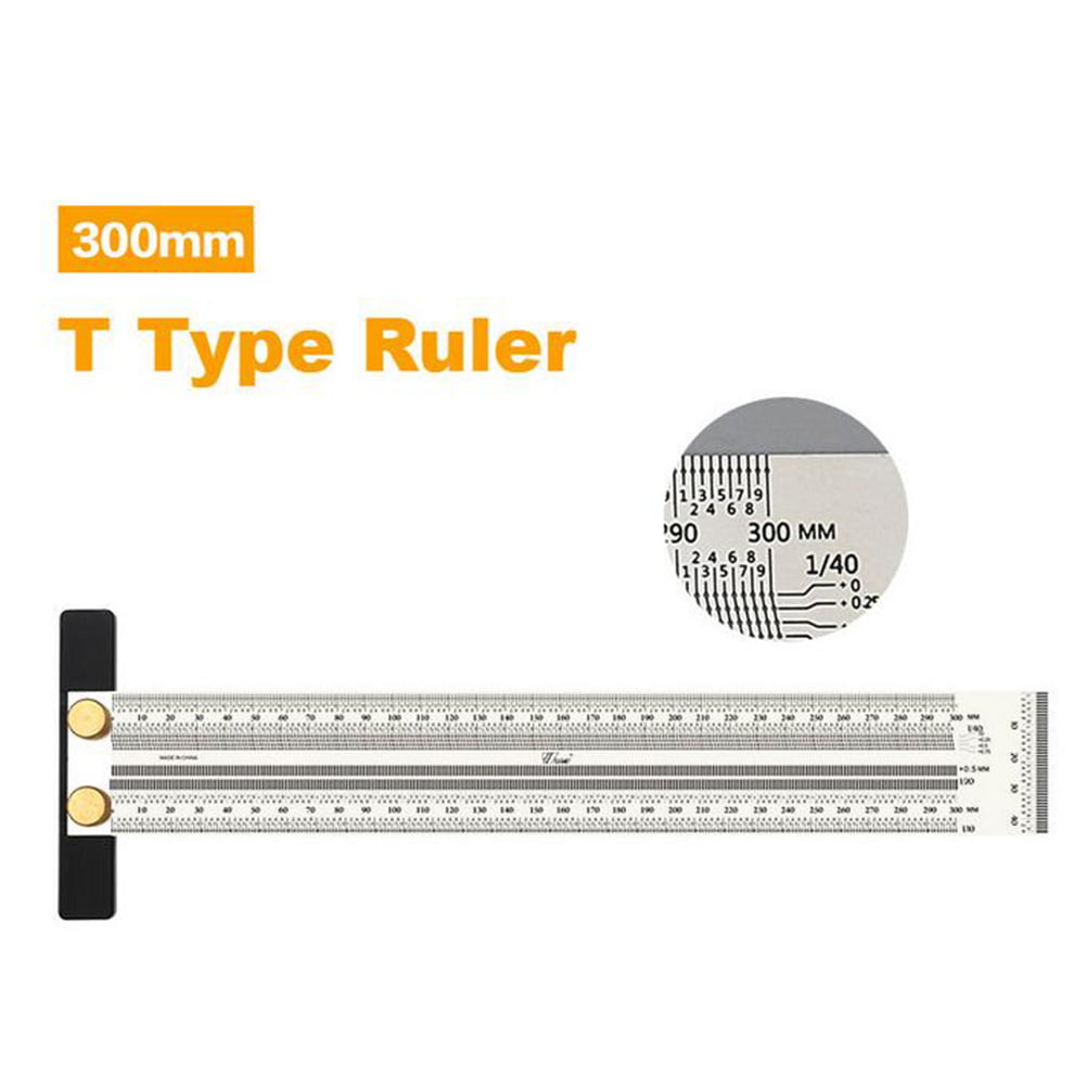LiMePng High-Precision Scale Ruler T-Type Hole Ruler Stainless Woodworking Scribing Mark Line Gauge Carpenter Crossed-Out Measuring Tool LiMePng Color : 180mm No Pen 