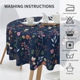 thumbnail image 3 of Spring Floral Tablecloth Round 60 Inches Farmhouse Navy Blue Background Wildflower Round Tablecloth Polyester Washable Table Cover Table Cloth for Kitchen Dining Room Picnic Patio Party, 3 of 6