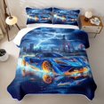 thumbnail image 2 of Erosebridal Blue Fast Car Twin Quilt Set for Boys,Car Theme Twin Coverlet Set for Teens, 2 of 7