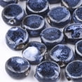 thumbnail image 1 of Handmade Porcelain Beads Fancy Antique Glazed Porcelain Flat Round Marine Blue 10~11x10.5~11x5~5.5mm Hole: 1.5~2mm, 1 of 2