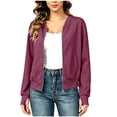 thumbnail image 2 of thefmos Women's Fall Winter Long Sleeve Zip Up Blazer Jackets Open Front Casual Solid Tops Dressy Work Office Trendy Outerwear Fashion Clothes, Purple 2XL, 2 of 6