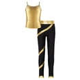 thumbnail image 3 of Raenseen Kids Girls Hip Hop Dance Outfit Girls Sparkly Camisole Tank with Shiny Rhinestones Pants Gold 8, 3 of 9