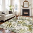 thumbnail image 3 of Area Rug for Living Room, Tropical Leaf Non-Slip Indoor Large Carpet for Bedroom/Dining Room, Palm Leaves Plants Vintage Spring Green Washable Low-Profile Rectangle Floor Runner Rugs - 5 x 7 Ft, 3 of 7