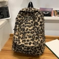 thumbnail image 3 of HUISZJ Leopard Print Laptop Backpack, Retro Casual Backpack, Fuzzy Aesthetic Backpack for Work Travel Outdoor (Coffee), 3 of 10