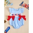 thumbnail image 2 of Okbabeha Newborn Baby Girls 4th of July Outfits Fourth of July Bubble Romper Fly Sleeve USA Flag Embroidery Bodysuits Summer Independence Day Clothes, 2 of 8