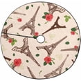 thumbnail image 1 of FMSHPON Eifel Tower Flowers Xmas Christmas Tree Skirt Stand Mat for Holiday Party Decoration Indoor Outdoor 48 inches, 1 of 3