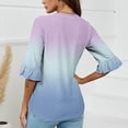 thumbnail image 3 of Long Sleeve Tshirt Clearance Women’s Fall Blouses Fashion Split Flare Sleeves V-Neck Casual Loose T-shirt Top, 3 of 5