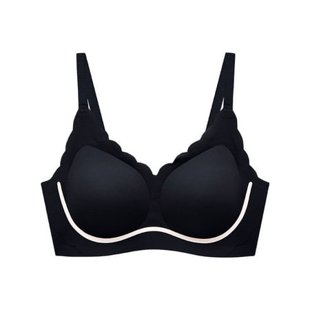 XFLWAM Breathable Bras for Women Wireless Adjustable Strap Smoothing Moderate Push Up Bra Full Coverage Supportive Sports Bra
