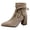 Khaki, variant on Womens Pointed Toe Suede Mid Calf Boots Chunky Heel Tie Knot High Toe Dressy Pumps Shoes with Side Zipper Black 6
