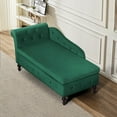 thumbnail image 6 of ACMEASE Upholstered Chaise Lounge with Left Armrest & Lumbar Pillow,Button Tufted Indoor Lounge Chair with Storage, Modern Velvet Lounge Chair for Bedroom, Living Room and Office, Green, 6 of 7