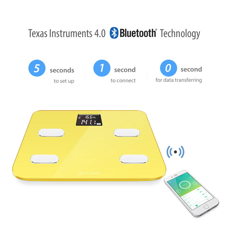 Yunmai x (Compact) Bluetooth Scale for Weight and Body Fat - Glass Top Accurate Body Weight Scale with Rechargeable Battery - Measure & Track 10