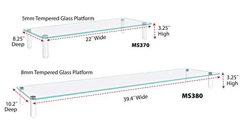 Kantek Corner Monitor Stand - 19.7"x11" Tempered Glass Riser With White Legs, Holds 40 Lbs, For Cubicles & Desks