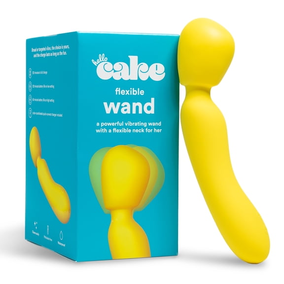 Hello Cake Flexible Wand Vibrator for Women, Waterproof & Rechargeable Massager Toy with 10 Vibrating Modes, Yellow