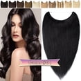 thumbnail image 3 of Benehair Human Hair Extensions Wire In Headband Hiddien Secret No Clip Weft One Piece Remy Hair Straight Women Black, 3 of 13