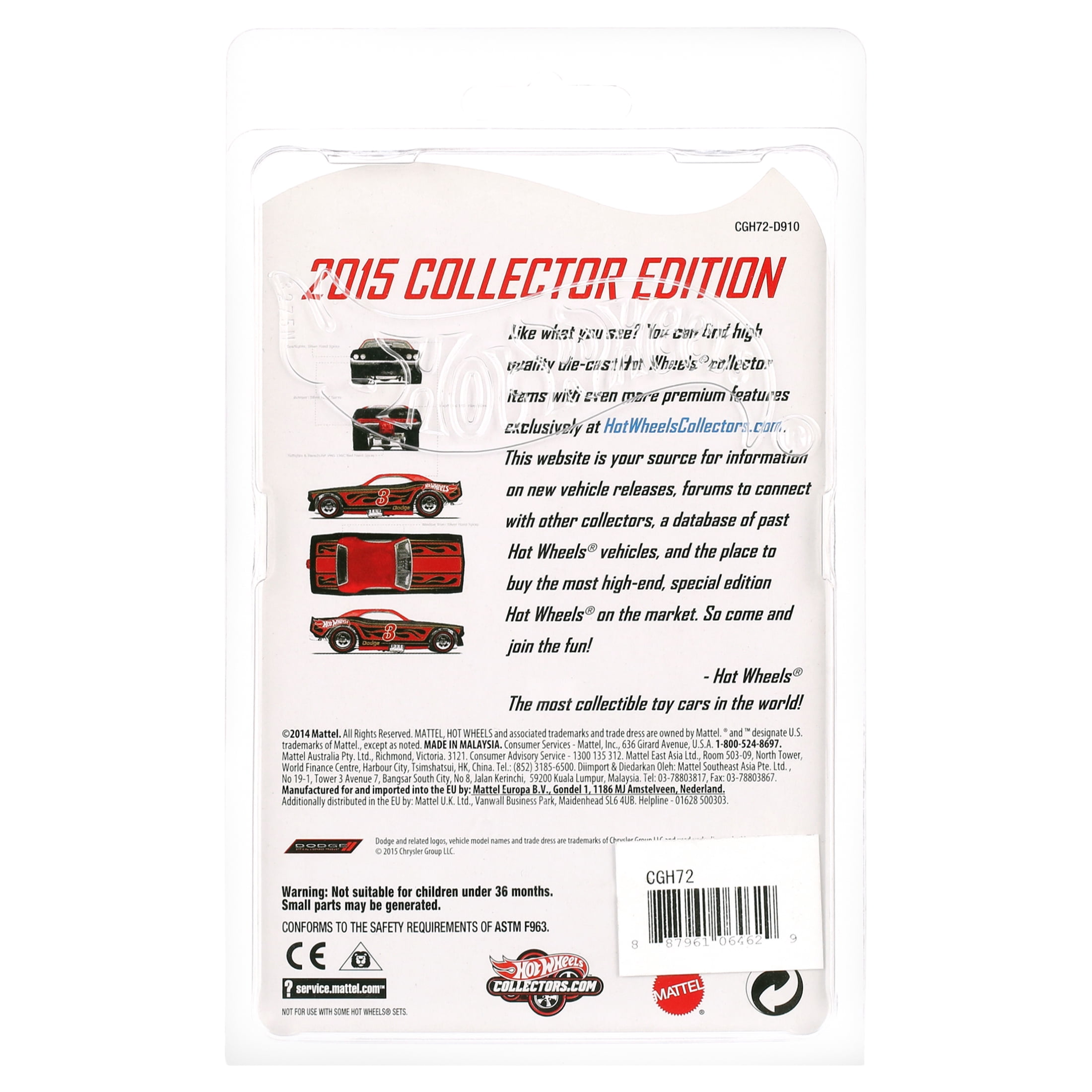 Hot Wheels Dodge Vehicle, 2015 Collector Edition Metal Car