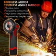 thumbnail image 4 of TFixol High-Performance Cordless Angle Grinder Kit with Dual Batteries, Red - 19500 RPM Brushless Motor, 12V 1300mAh Li-ion, Multi-Material Cutting & Grinding, 4 of 6