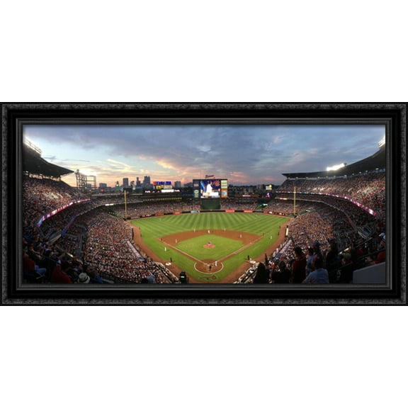 Turner Field 40x20 Large Black Ornate Wood Framed Canvas Art - Home of the Atlanta Braves