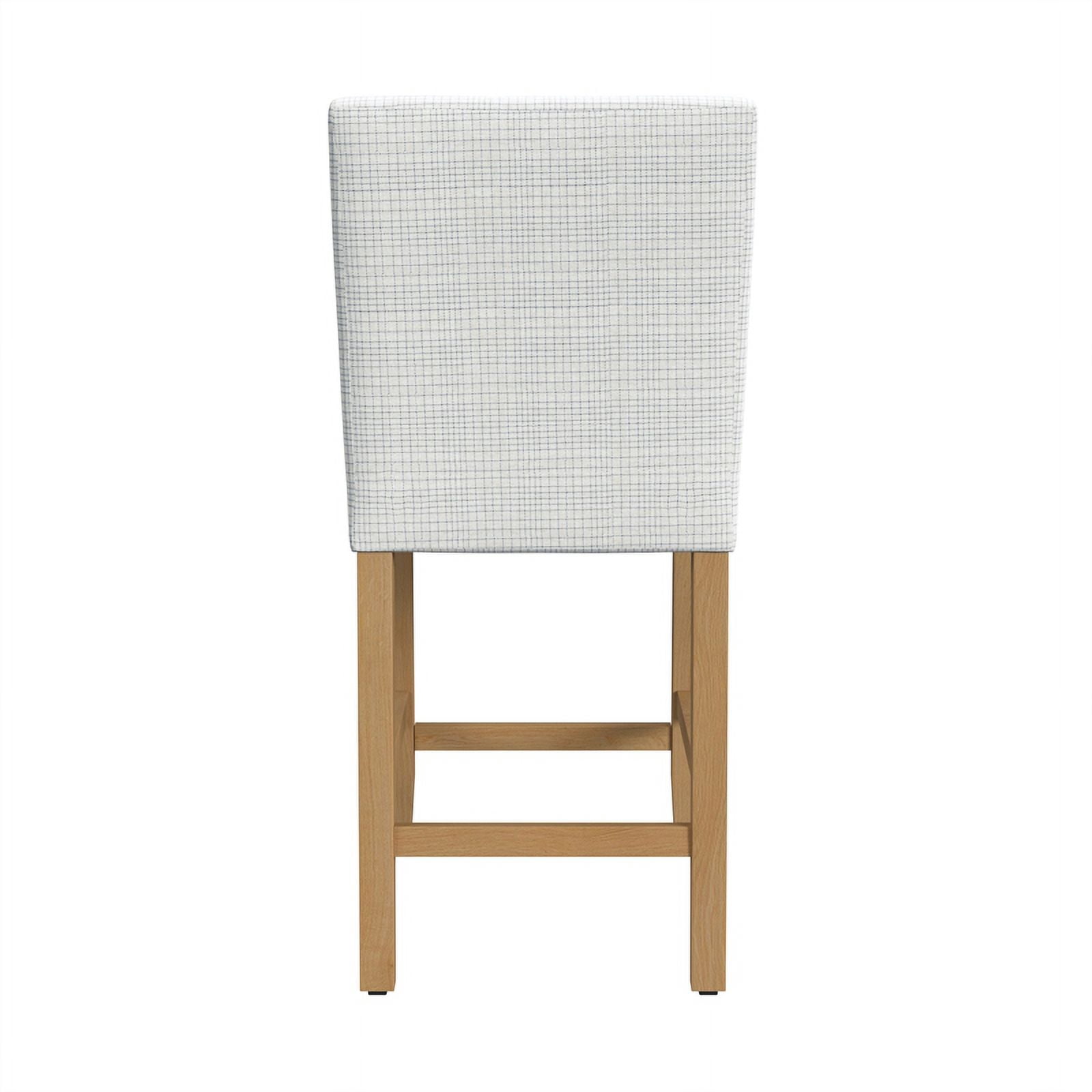 HomePop Classic 25" Indoor Upholstered Counter Stool, Cream Mini Grid Pattern