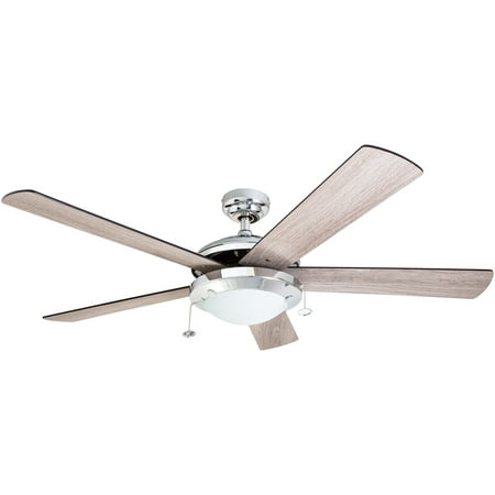 

Prominence Home Bolivar 52 Chrome Ceiling Fan with 5 Blades Integrated LED Light Kit Pull Chains & Reverse Airflow