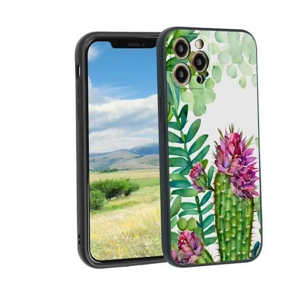 Cactus-watercolor-119 Phone Case, Degined for iPhone 12 Pro Max Case Men Women, Flexible Silicone Shockproof Case for iPhone 12 Pro Max