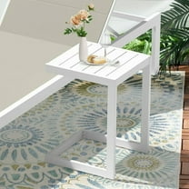 Ulax Furniture 15 "(W) x14.6" (D) Outdoor Aluminum Side Table Indoor C Shaped End Table, White