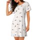 thumbnail image 2 of Fotbe Dachshund Dog Puppy Bata de Dormir para Mujer con Estampado, Camisón de Algodón de Manga Corta, Ropa de Dormir Casual, 2 of 6