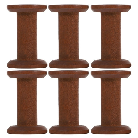 GAXIRE 6Pcs Wooden Bobbins Spools Light Brown for Sewing, Quilting, Tailoring and Craft Projects, and Versatile