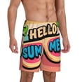 thumbnail image 2 of Tideii Hello Summer Print Men's Short Pajama Pants, Elastic Pocket Summer Pajama Pants Sleepwear, Lounge Pants-Medium, 2 of 6