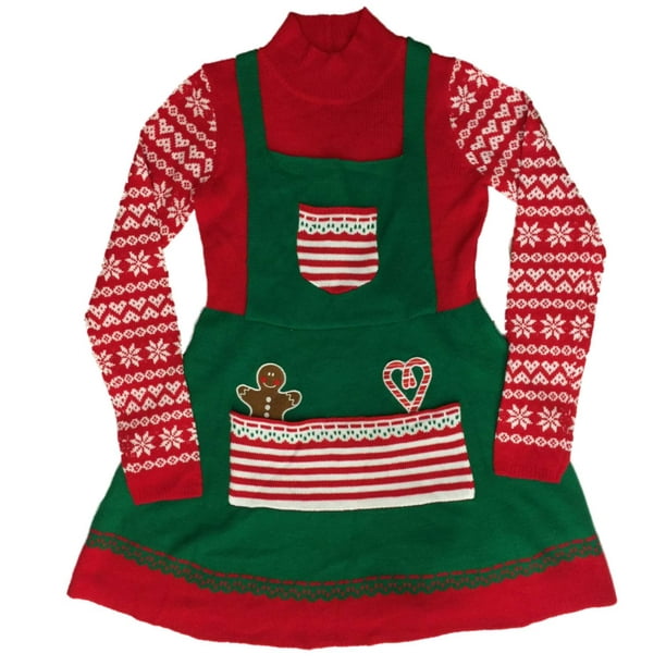 Xhilaration Womens Ginger Bread Man Sweater Dress Christmas Cookie Holiday Pullover Tunic M Walmart Com Walmart Com