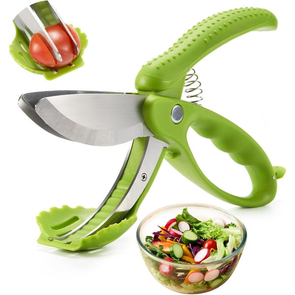 Salad Scissors, Salad Chopper with Double Blades, Lettuce Chopper, Lettuce Scissors for Chopped Salad, Chopped Salad Chopper Tool for Tossing and Chopping in Salad Bowl (Green)