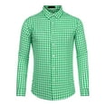 thumbnail image 5 of INSPIRE CHIC Men's Shirts Plaid Long Sleeve Button-Down 100% Cotton Dress Shirt L Green White, 5 of 7