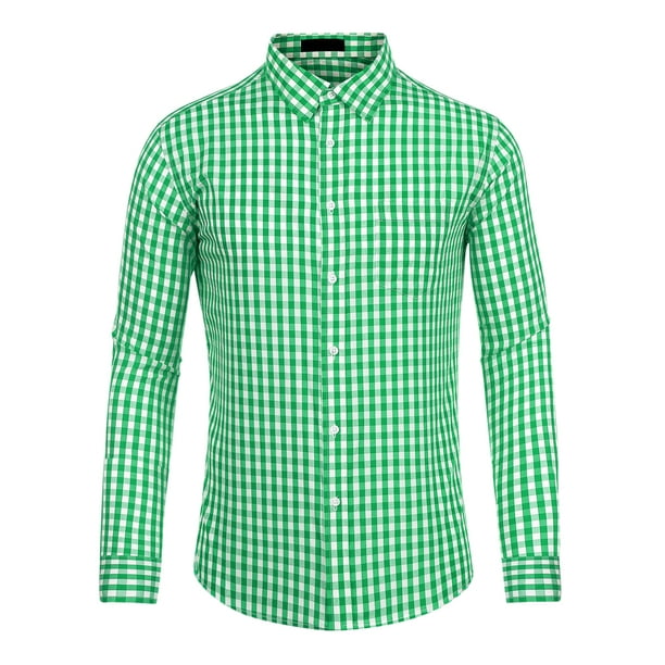 Camisa a cuadros para hombre, ajuste regular, con botones, manga