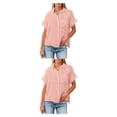 thumbnail image 1 of Minnieouse Blusa de manga corta para mujer, camisa de Color sólido, viaje, playa, vacaciones, compras, ropa femenina, Top de verano para novia Type3 NO3, 1 of 6