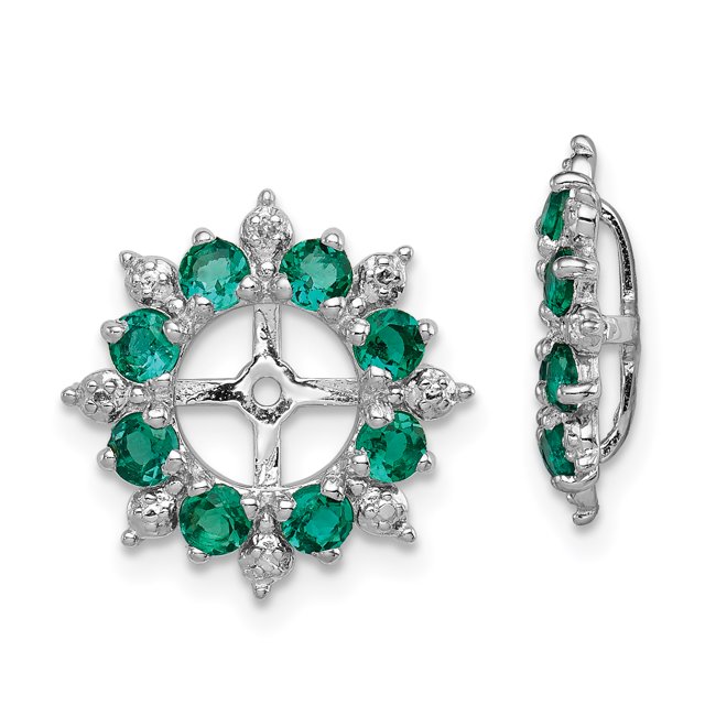 925 Sterling Silver Diamond Created Emerald Jackets Jacket Birthstone May