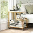 thumbnail image 4 of Costway 1 PCS Table d'Appoint Moderne en Forme de g avec Étagères de Rangement et Roulettes Verrouillables pour Salon Blanc, 4 of 10