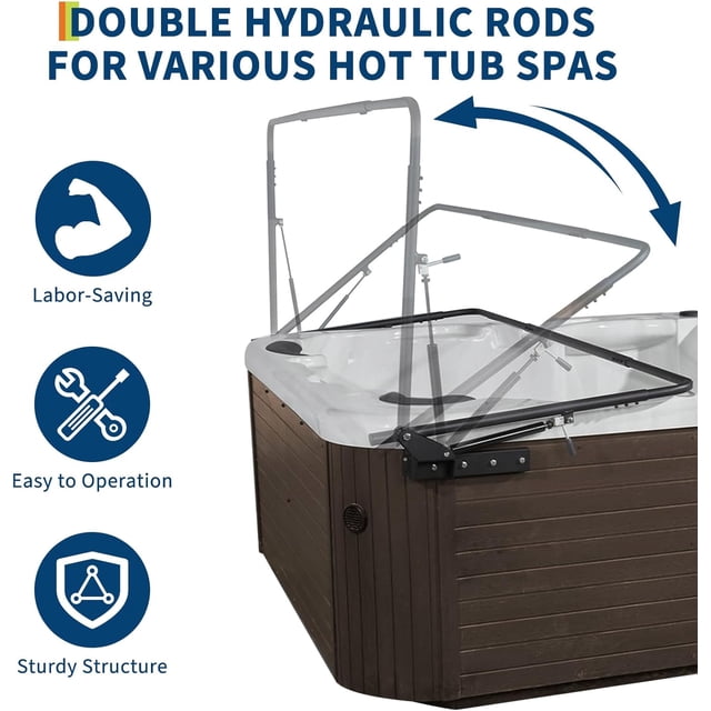 Royalbelle Black Hot Tub Cover Lift, Adjustable Width 69-96 Inch, Single-Person