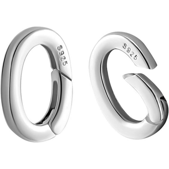 2Pcs Sterling Silver Oval Spring Gate Rings Connector Necklace Enhancer Shortener Clasp Jewelry Connectors for Bracelets and Necklaces diy Platinum