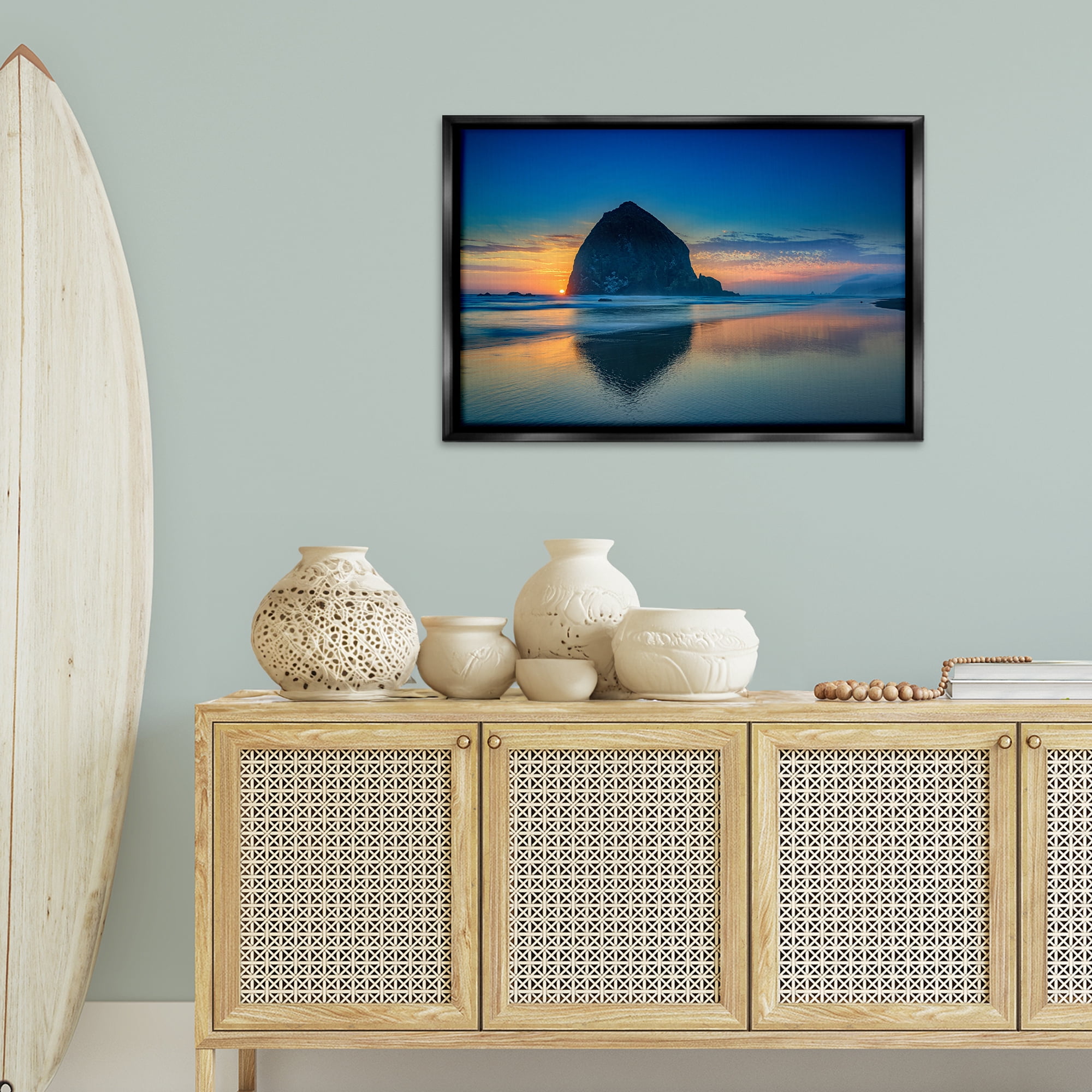 Stupell Industries Deep Sunset Island View Landscape & Nature Photography Black Floater Framed Canvas Art Print Wall Art, 31 x 21