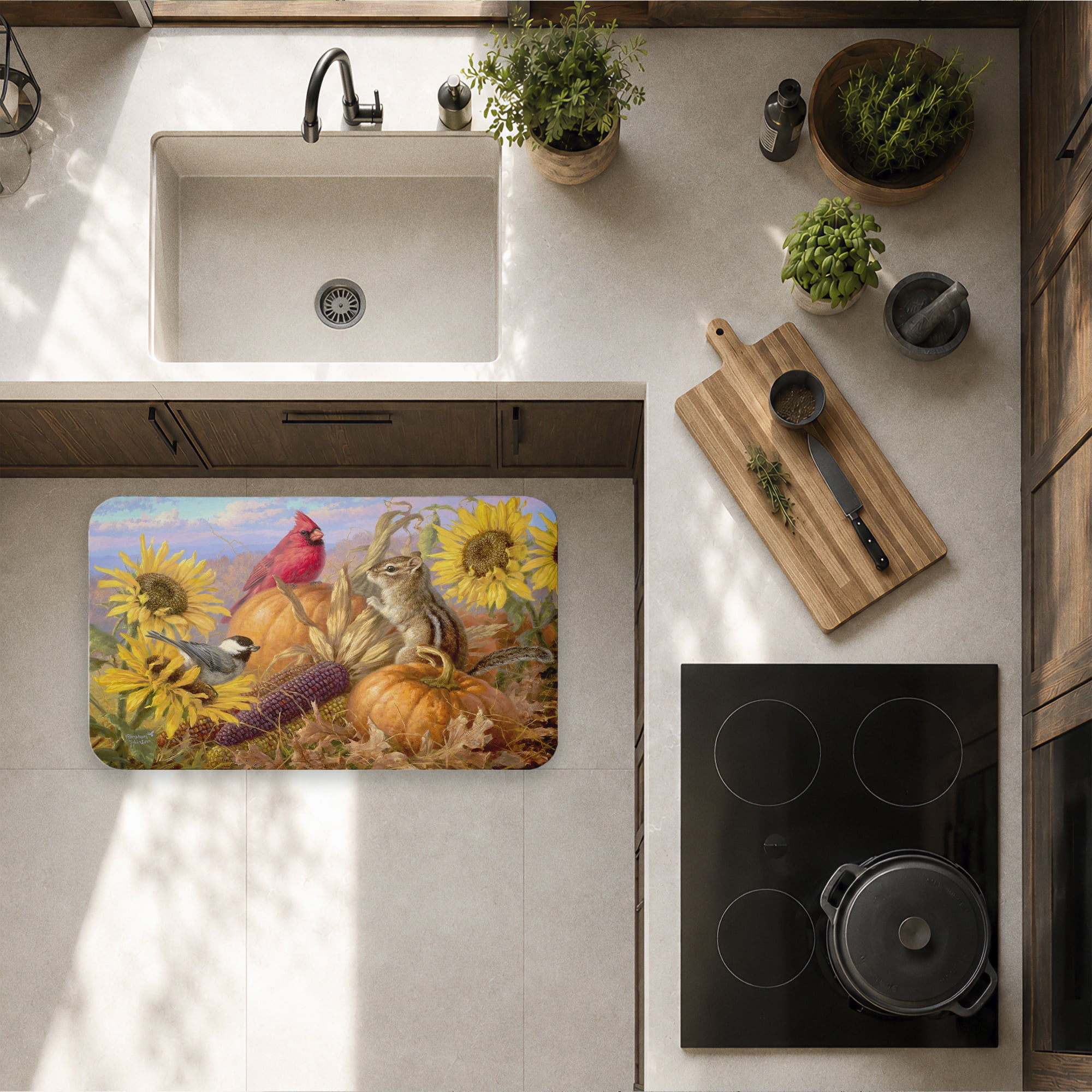 Stupell Industries Bountiful Harvest Happiness Printed Anti-Fatigue Floor Mat, design by Abraham Hunter