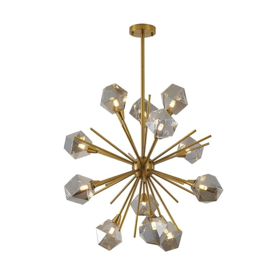 Design Living 12-Light 33-In Gold Metal Chandelier With Smoke Glass Shades