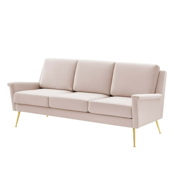 Sofa, Velvet, Gold Pink, Modern Contemporary Urban Design, Living Lounge Room Hotel Lobby Hospitality