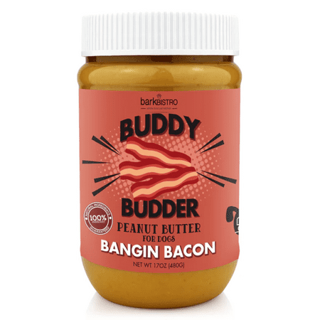 Bark Bistro Banging Bacon Buddy Butter, 100% Natural Dog Peanut Butter 17oz jar