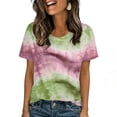 thumbnail image 2 of Odbmxy Womens Plus Tees Summer Short Sleeve Tie-Dye Womens Top Fitness Basic Loose Workout Green Leisure Tops, 2 of 9